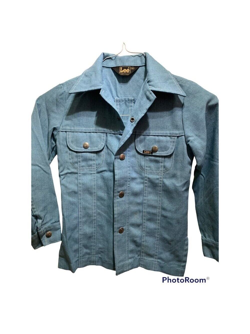 Lee Denim Shirt Jacket Light Wash Unisex Sz 10 1970 Classic